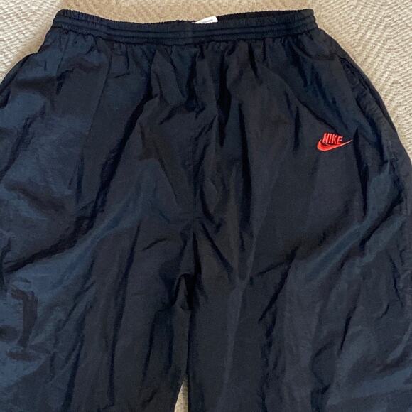 Vintage 90s Nike Men Size XL Windbreaker Pants Jogger Black Red Swoosh - Picture 2 of 10